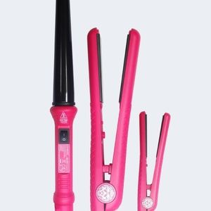 Lionesse Complete Set Pink Curl Wand Straightener
